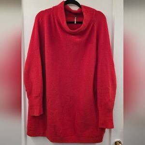 Free People Cowl Neck Tunic Sweater Oversized Red Size Large